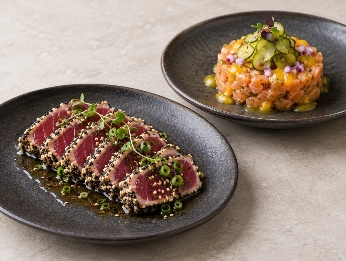 Tonijn tataki en vis tartaar